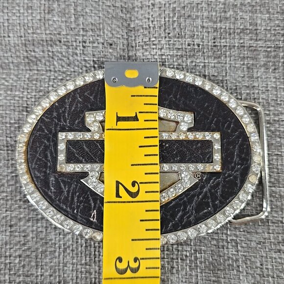 2010 HARLEY-DAVIDSON Oval Belt Buckle – Rhinestone Design, Black Leather ❗AS-IS❗ - Picture 14 of 16